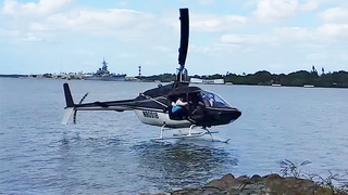 Bell Jet Ranger Suddenly Plummets Into The Water In Pearl Harbor